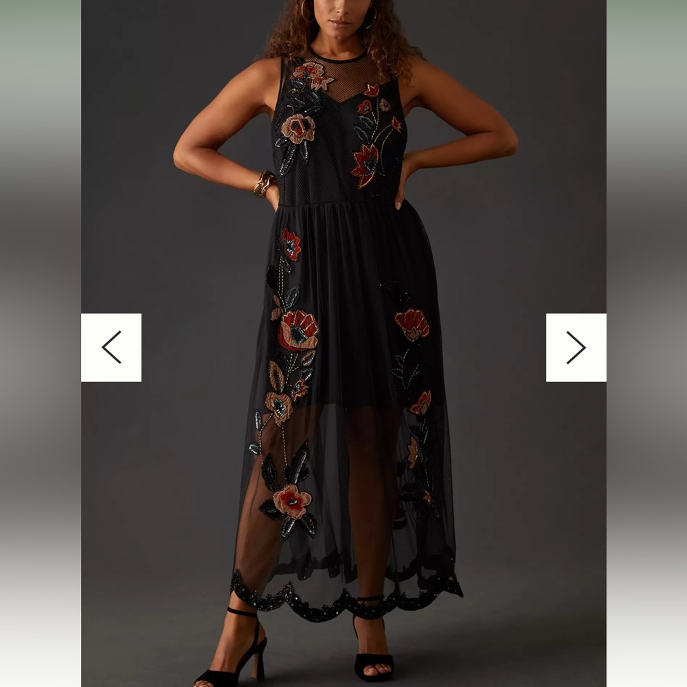 Anthropologie Not So Serious by Pallavi Mohan Midnight Garden Maxi Dress - Picture 6 of 14